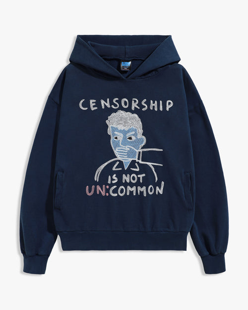 Censorship Chainstitched Hoodie Navy
